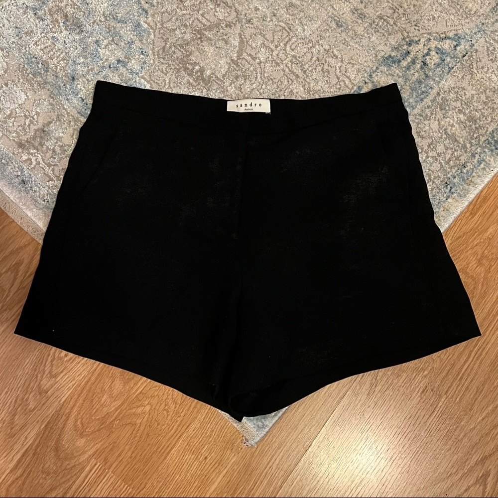 SANDRO Paris ~ Short Shorts (3.5” inseam) subtle faux distressed shimmery fabric